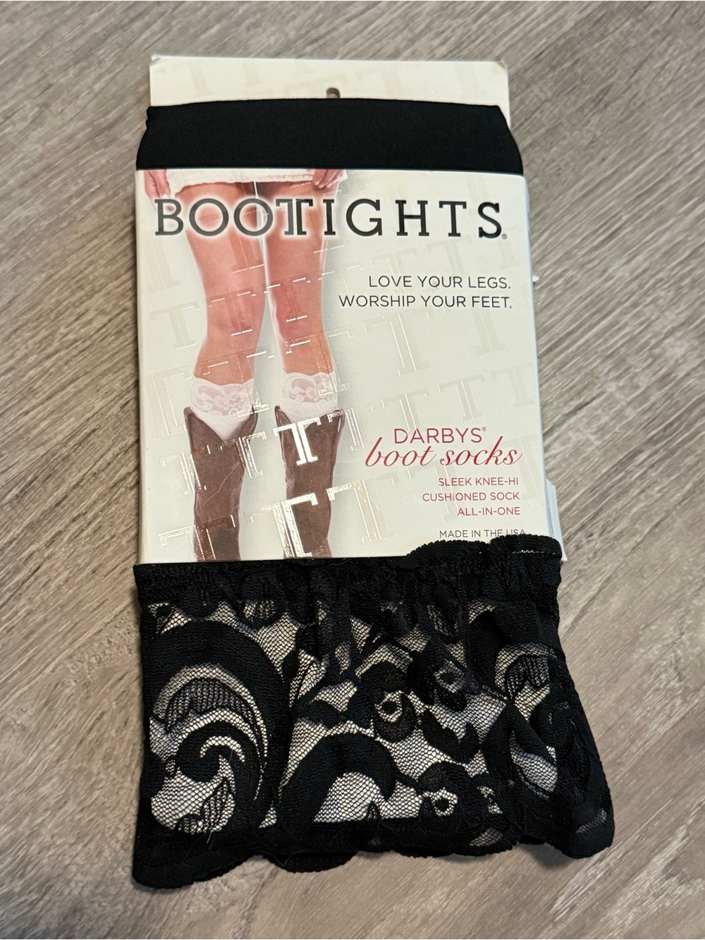 Darby's Black Lace Boot Socks Boot Tights Knee-Hi